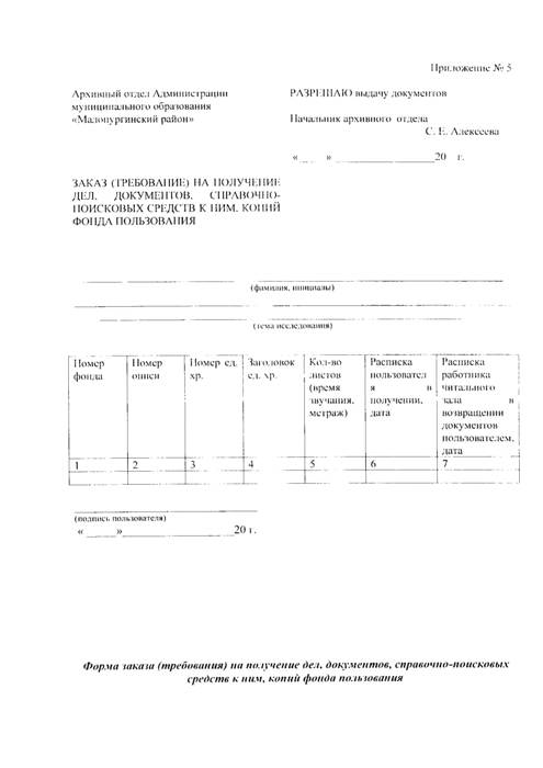 Об утверждении Порядка использования архивных документов в архивном отделе Администрации муниципального образования «Малопургинский район»