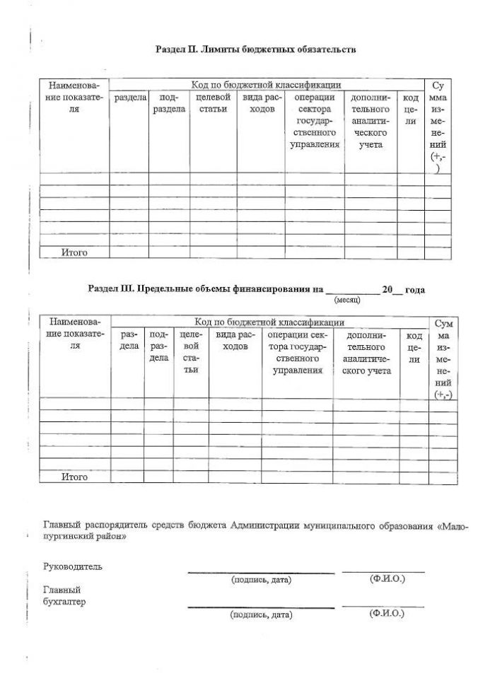 "О Порядке доведения бюджетных ассигнований и лимитов бюджетных обязательств Администрацией муниципального образования "Малопургинский район" до подведомственных учреждений