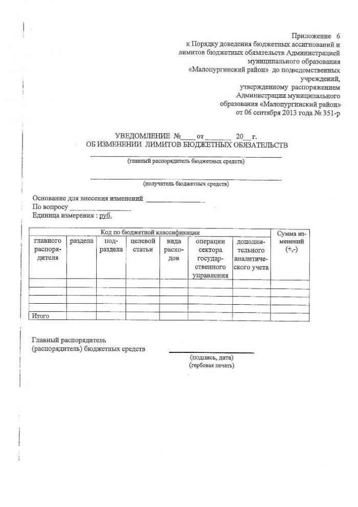 "О Порядке доведения бюджетных ассигнований и лимитов бюджетных обязательств Администрацией муниципального образования "Малопургинский район" до подведомственных учреждений