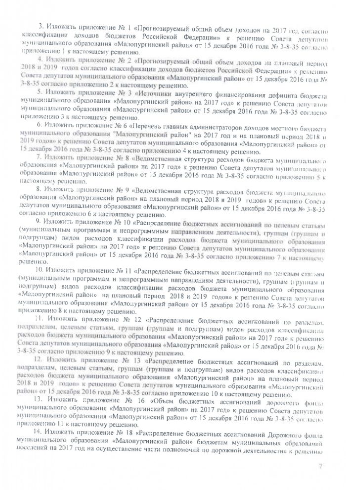 Проекты решений очередной сессии Совета депутатов муниципального образования Малопургинский район 29 июня 2017 года (по состоянию на 27.06.2017)